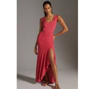 New Anthropologie Maeve Open-Back Knit Maxi Dress $170 XXS 2XS Red